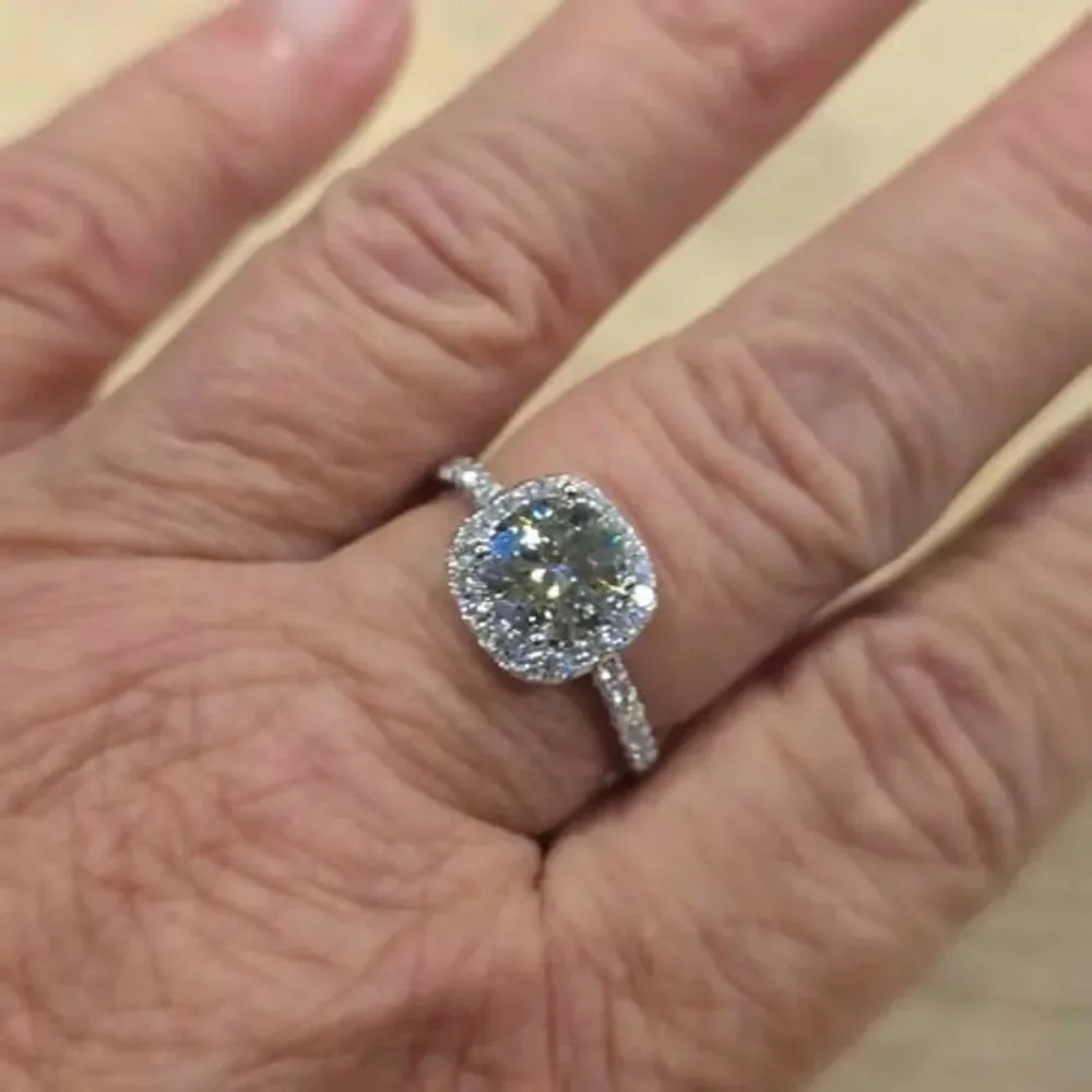 Cushion Cut Moissanite engagement ring. Size 9
